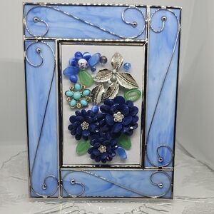 Blue and Silver Glass Frame A Jewerly Art Picture